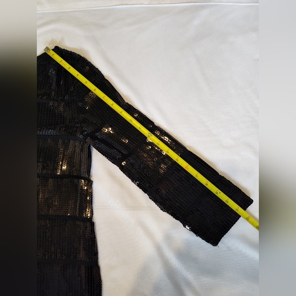 Theory Black Sequin 3/4 Length Long Sleeve Shift Dress Medium Like New - Picture 7 of 10